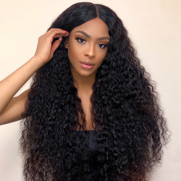 Angiequeen Brazilian HD Lace Wig 4X4 Deep WaveVirgin Hair 14-36 inches Long Transparent Wig