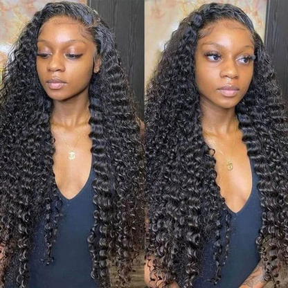 Angiequeen HD Lace 5X5 Closure Wigs Deep Wave Transparent Lace Long Wigs For Sale