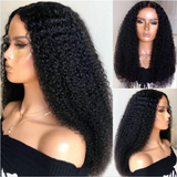 Angiequeen Real 13X4 HD /Transparent Curly Wave Natural Black Long Glueless Wig