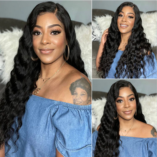 Angiequeen HD Lace 4X4 Loose Deep Wave Virgin Hair Long Transparent Pre-plucked Wig