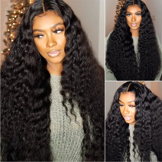 Angiequeen 5X5 HD Lace Loose Deep Pre Plucked 18-36 inches Closure Long Human Wigs