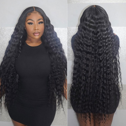 Angiequeen 5X5 HD Lace Loose Deep Pre Plucked 18-36 inches Closure Long Human Wigs