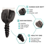 Blackmoon 4x4 Transparent Lace Closure Free Middle Three Part Loose Wave Brazilian Hair