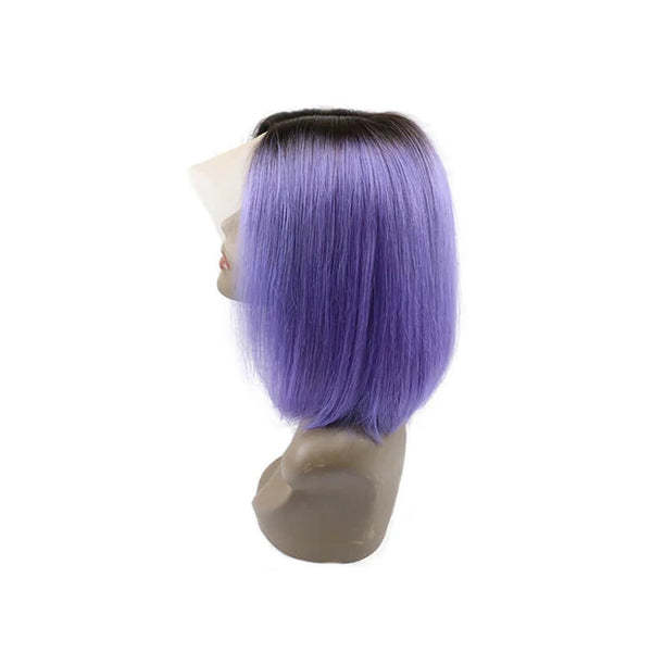 Angie Queen T1b/Purple Straight Middle Part Frontal Lace Short Cut Bob Wig