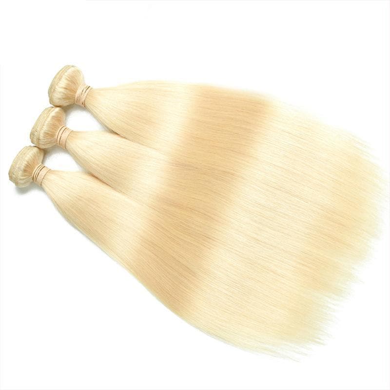Angie Queen 3 Bundles Straight #613 Blonde Brazilian Human Hair Weave Bundles & Weave > One Tone > 613 Blonde Angie Queen Hair 