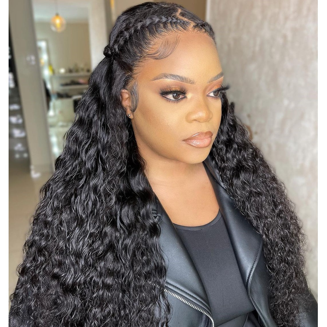 Angiequeen Maylasian 13X4 HD Deep Wave Natural Color Transparent Lace Front Long Virgin Wig