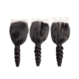 Blackmoon 4x4 Transparent Lace Closure Free Middle Three Part Loose Wave Brazilian Hair