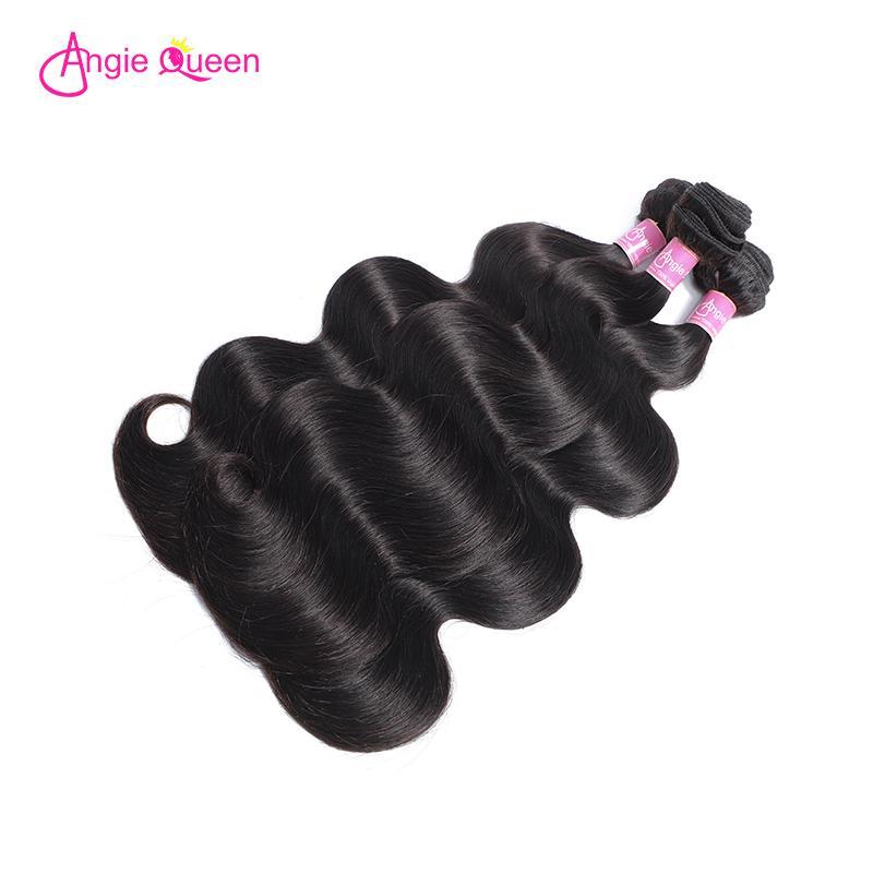 Angie Queen 4 Bundles with Closure Brazilian Body Wave Virgin Human Hair Weave Bundles