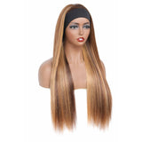 AngieQueen Straight Headband Wig Human Hair Highlight #4 /27  Remy  Full Machine Made Wig