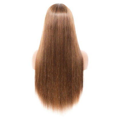 AngieQueen Straight Headband Wig Human Hair Highlight #4 /30  Remy  Full Machine Made Wig