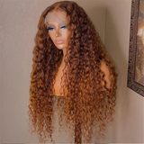 AngieQueen Ginger Blonde Colored Water Wave HD Lace Front Human Hair Wigs