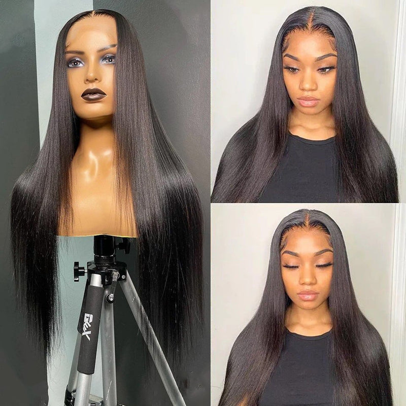 Angiequeen 13X1 T Part HD Lace Wig  Silky Straight Pre Plucked Virgin Hair 14-36 inches Long Transparent Wig