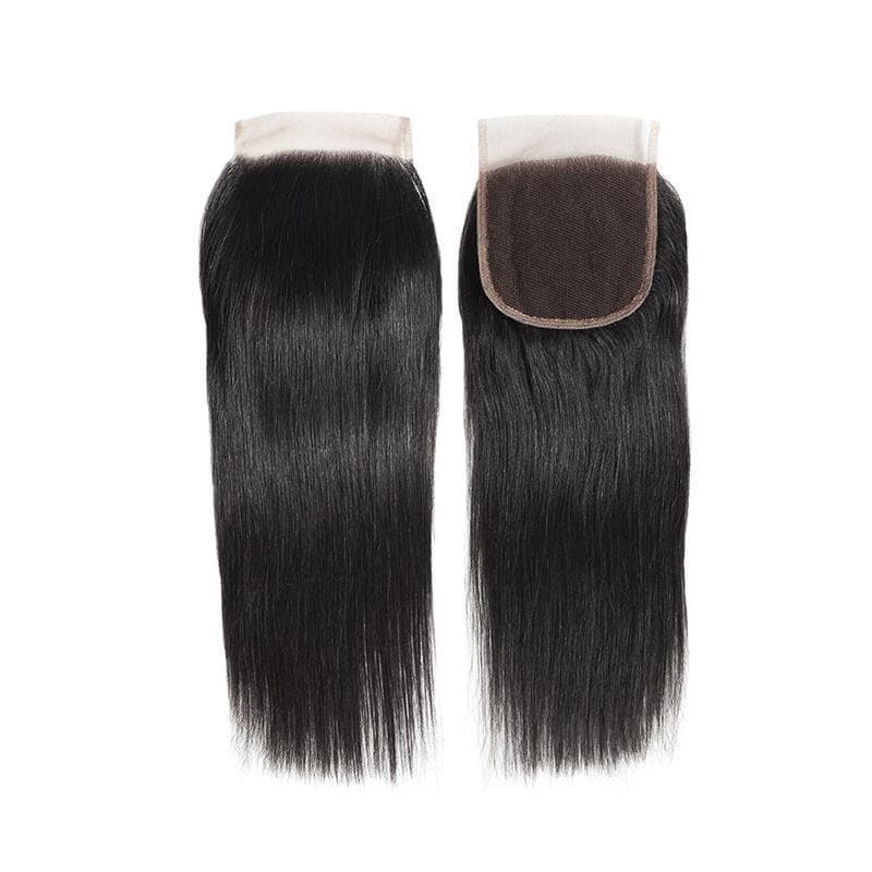 Brazilian Human Hair 4x4 Lace Closure Straight Free Middle Three Part natural black lace closure Blackmoon 