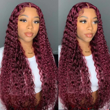 AngieQueen Hair 99J Color Deep Wave Lace Front Wig