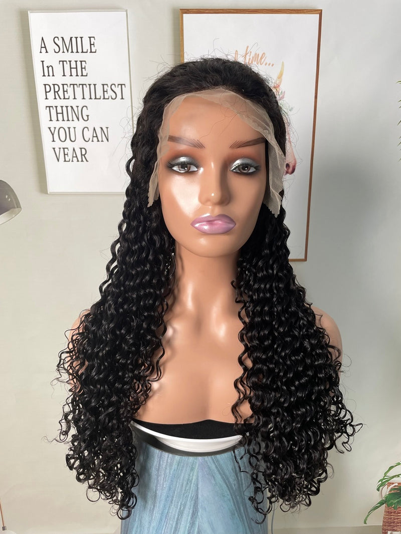 Angie Queen 13x4 Transparent Lace Front Wigs Curly Wave Human Hair Wigs 180% Density 12A