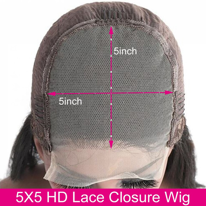 Angiequeen 5X5 HD Lace Loose Deep Pre Plucked 18-36 inches Closure Long Human Wigs