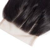 Brazilian Human Hair 4x4 Lace Closure Straight Free Middle Three Part natural black lace closure Blackmoon 