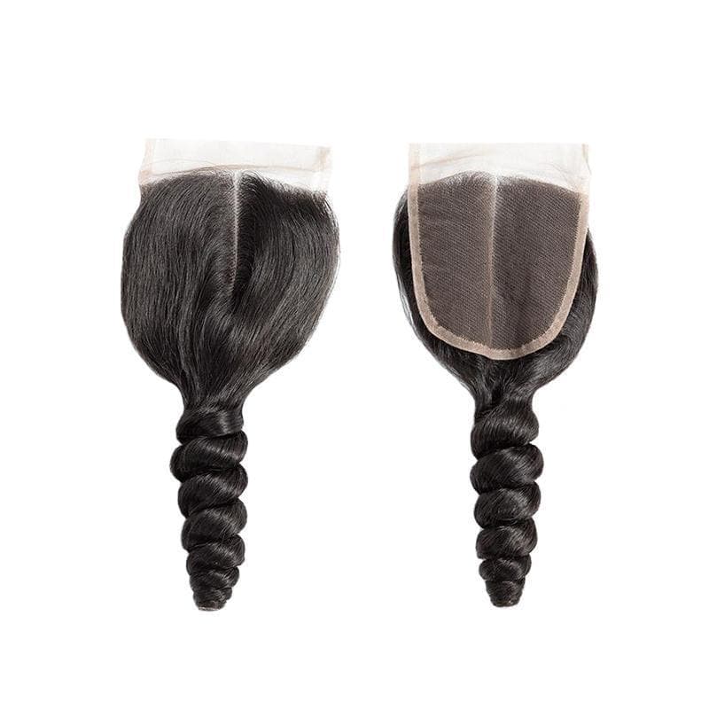 Blackmoon 4x4 Transparent Lace Closure Free Middle Three Part Loose Wave Brazilian Hair