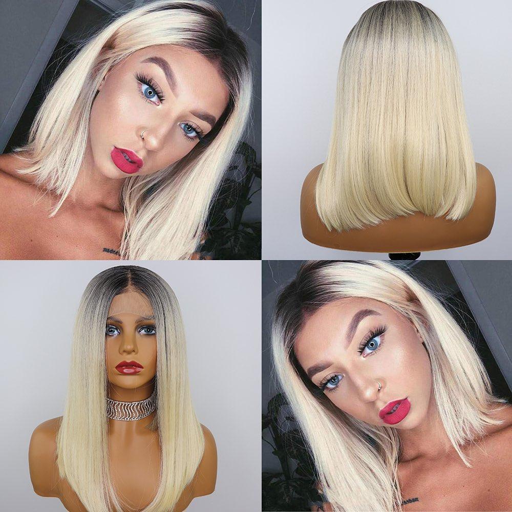 Angie Queen T1b/613 Straight 13x4 Lace Bob Wig