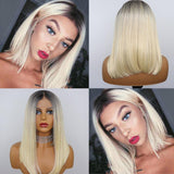 Angie Queen T1b/613 Straight T Part Lace Bob Wig