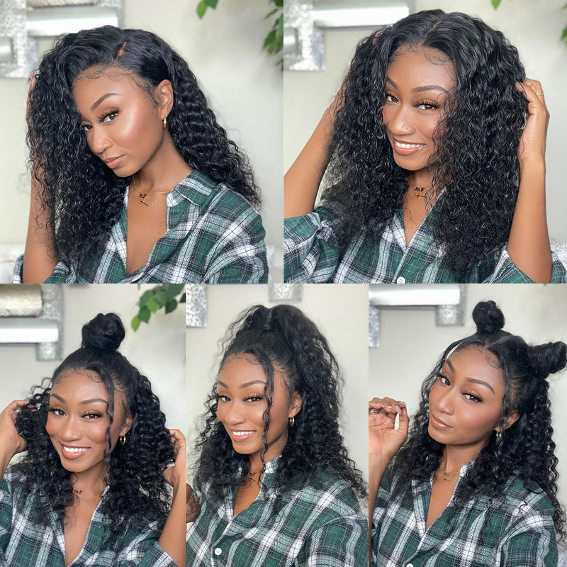 Angie Queen 13x4 Lace Front Wigs Peruvian Water Wave Human Hair Wigs 180% Density Pre-plucked