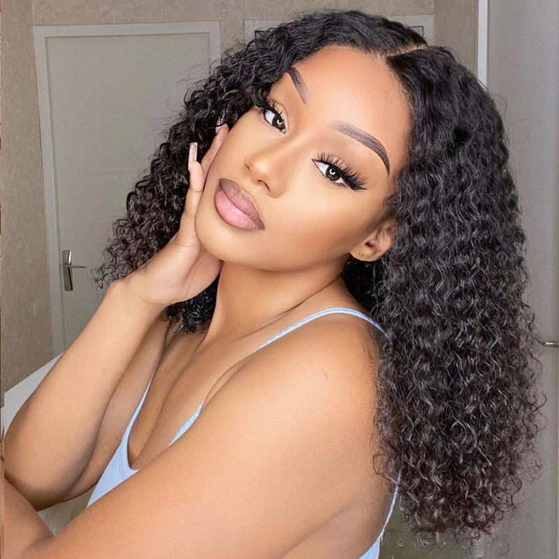 Angie Queen Glueless Curly Short Bob Wigs 100% Human Hair Wigs