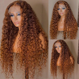 AngieQueen Ginger Blonde Colored Water Wave HD Lace Front Human Hair Wigs