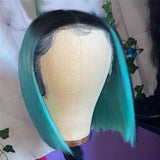 Angie Queen T1b/Sky Blue Straight Middle Part Frontal Lace Bob Wig