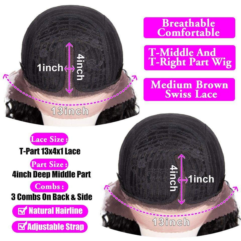 Angie Queen 13x4 T Part Lace Front Wigs Peruvian Water Wave Human Hair Wigs 180% Density Pre-plucked