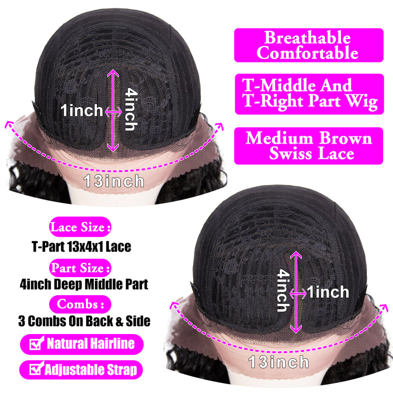 Angiequeen 13x1 T Part HD Lace Wig  Water Wave Virgin Hair Long Transparent Pre-plucked Wig