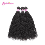 Angie Queen 3 Bundles with Closure Malaysian Curly Virgin Human Hair Weave Bundles