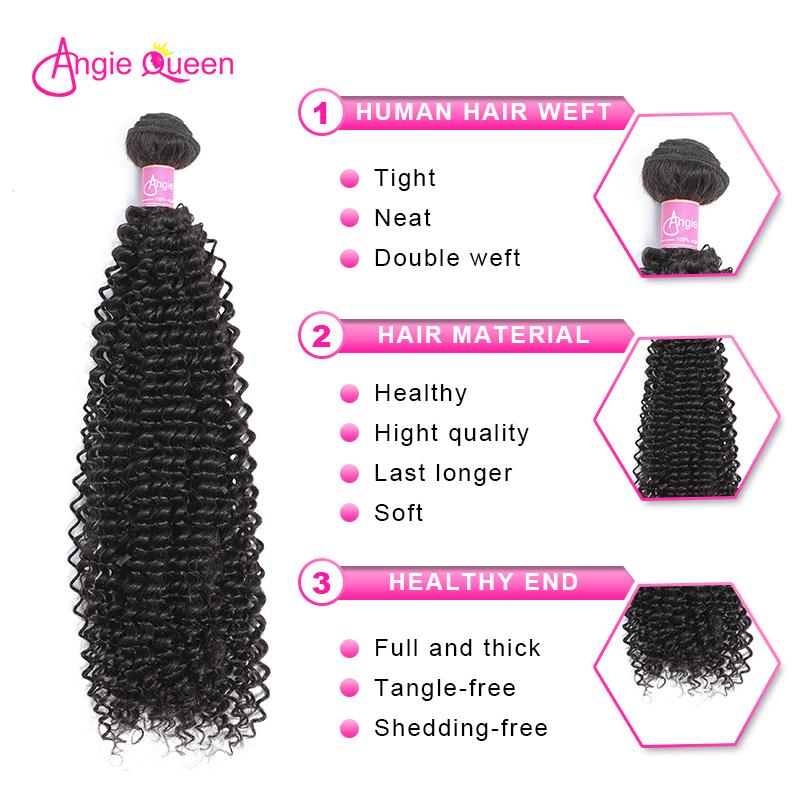 Angie Queen 3 Bundles Peruvian Curly Virgin Human Hair Weave Bundles