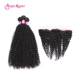 Angie Queen 4 Bundles with Frontal Malaysian Curly Virgin Human Hair Weave Bundles