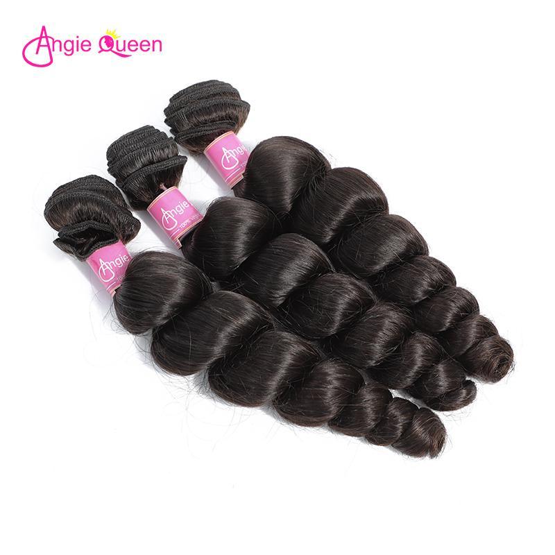 Angie Queen 4 Bundles Indian Loose Wave Virgin Human Hair Weave Bundles
