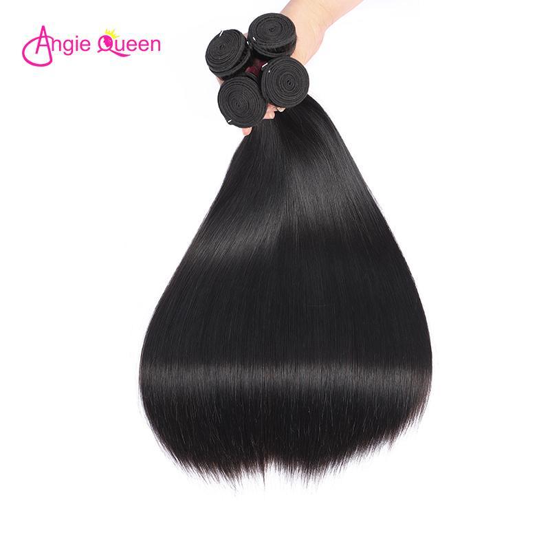 Angie Queen 4 Bundles Peruvian Silky Straight Virgin Human Hair Weave Bundles