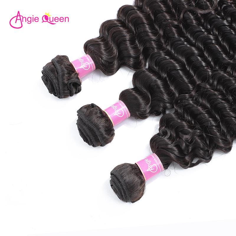 Angie Queen 3 Bundles Brazilian Deep Wave Virgin Human Hair Weave Bundles