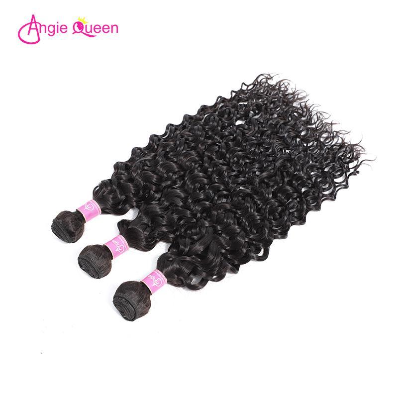 Angie Queen 4 Bundles with Closure Malaysian Water Wave Virgin Human Hair Weave Bundles