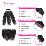 Angie Queen 4 Bundles with Frontal Indian Water Wave Virgin Human Hair Weave Bundles