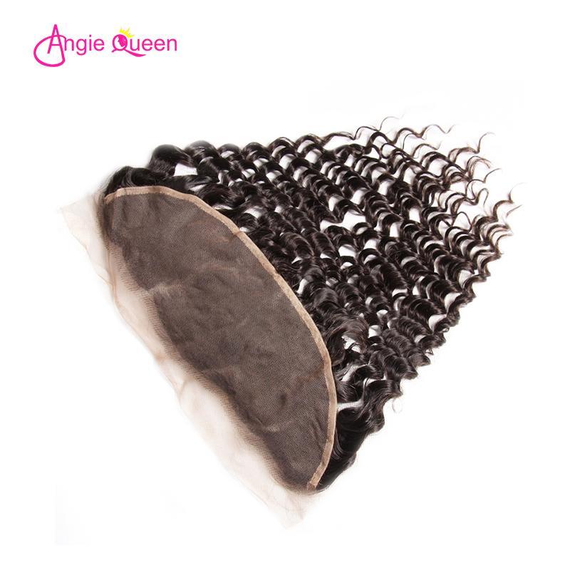 Angie Queen 4 Bundles with Frontal Indian Deep Wave Virgin Human Hair Weave Bundles