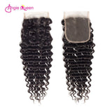 Angie Queen 4 Bundles with Closure Malaysian Deep Wave Virgin Human Hair Weave Bundles