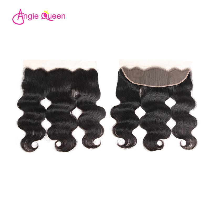 Angie Queen 3 Bundles with Frontal Brazilian Body Wave Virgin Human Hair Weave Bundles