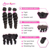 Angie Queen 3 Bundles with Frontal Malaysian Loose Wave Virgin Human Hair Weave Bundles