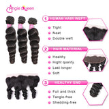 Angie Queen 4 Bundles with Frontal Brazilian Loose Wave Virgin Human Hair Weave Bundles