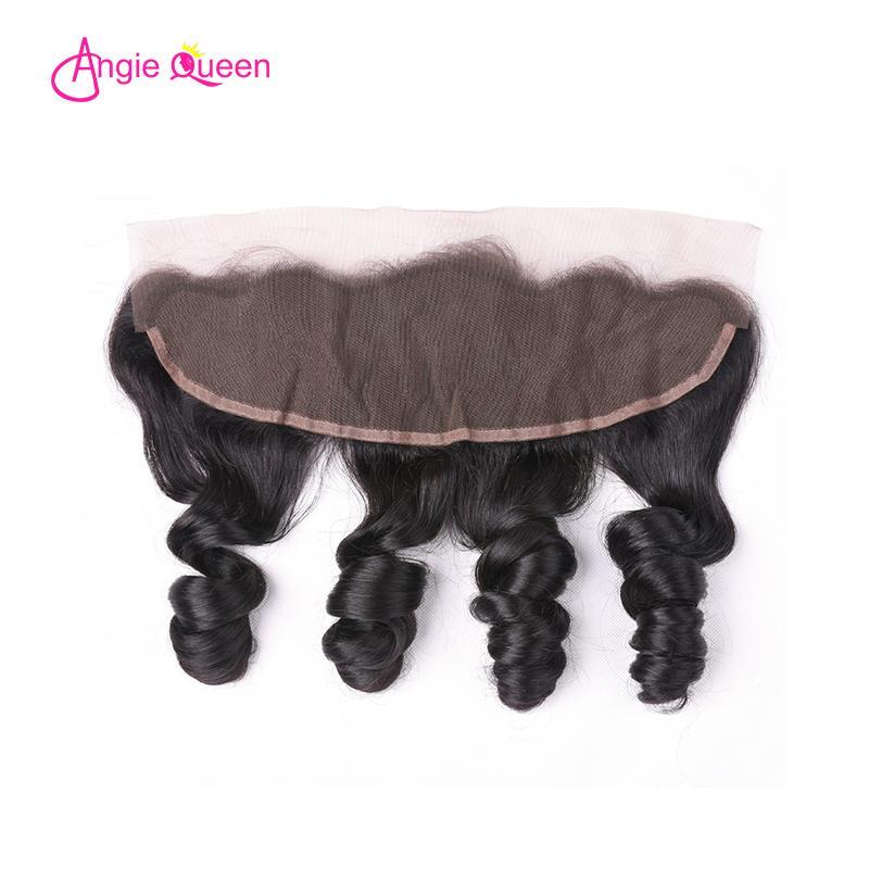 Angie Queen 3 Bundles with Frontal Indian Loose Wave Virgin Human Hair Weave Bundles