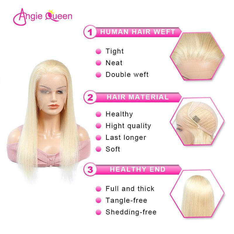 Angie Queen 13x4 Lace Front Wigs Pure 613 Blonde Straight Human Hair With Baby Hair