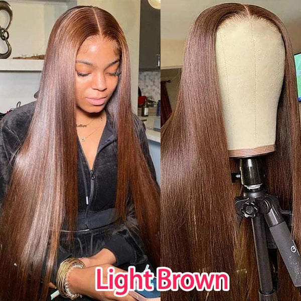 AngieQueen Hair #4 Color Straight  13X4 Lace Front Wig