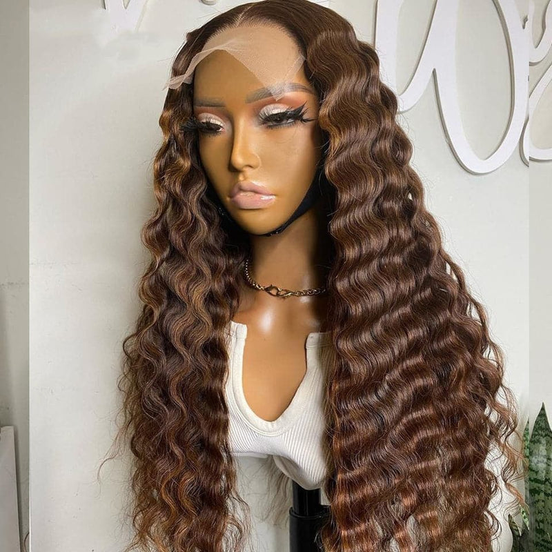 AngieQueen Hair #4 Color Deep Wave Lace Front Wig