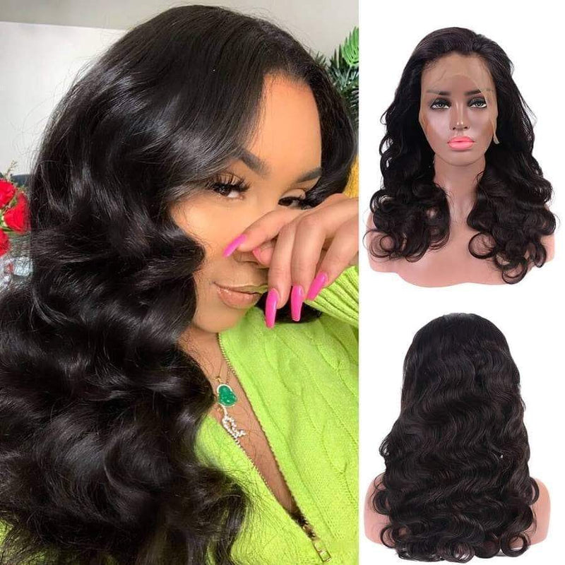 Angie Queen 13x4 T Part Lace Front Wigs Peruvian Body Wave Human Hair Wigs 180% Density Pre-plucked