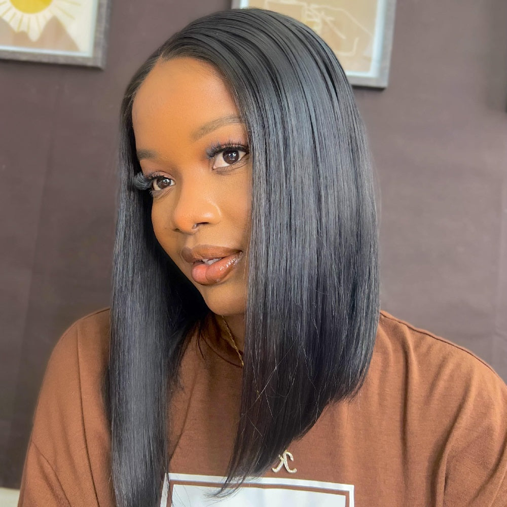 Angie Queen Transparent Lace Glueless 5x5 Closure Bob Wig Pre Plucked