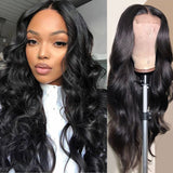 Angie Queen 4*4 Lace Closure Wigs Indian Body Wave Human Hair Wigs 180% Density Pre-plucked